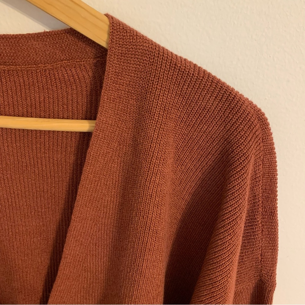 NEW Eileen Fisher Organic Cotton Linen V-Neck Cardigan in Red Plum, Size L - Picture 7 of 11